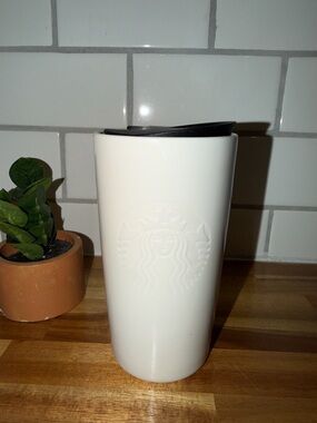 Starbucks White Ceramic 2020 Tumbler with Lid, 12 fl.oz.